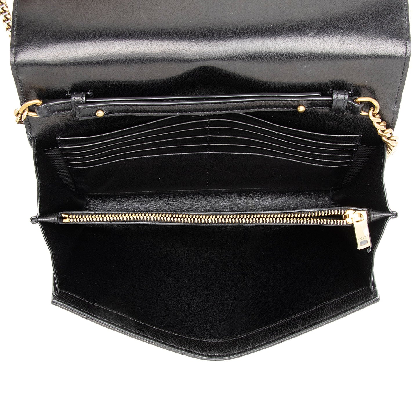 Saint Laurent Quilted Lambskin Monogram Cassandre Chain Wallet 4bOtX7