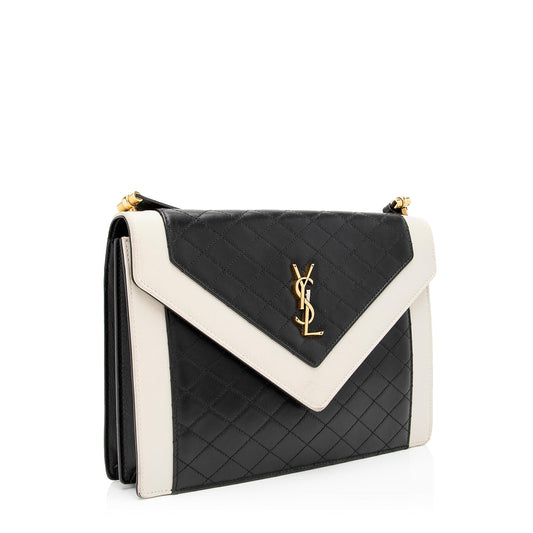 Saint Laurent Quilted Lambskin Monogram Gaby Shoulder Bag 23711