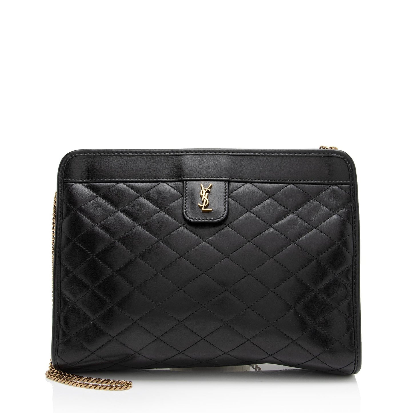 Saint Laurent Quilted Lambskin Monogram Victoire Baby Chain Clutch M6OIgU