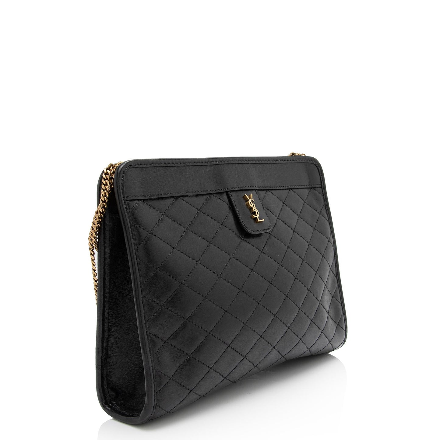 Saint Laurent Quilted Lambskin Monogram Victoire Baby Chain Clutch M6OIgU