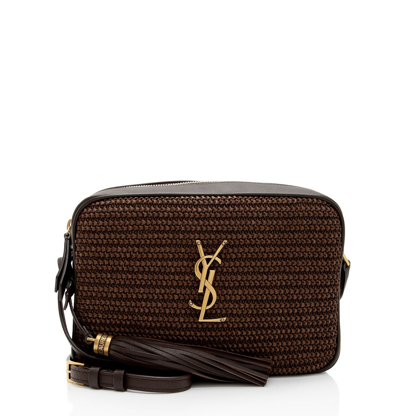 Saint Laurent Raffia Calfskin Monogram Lou Camera Bag PUUOKP