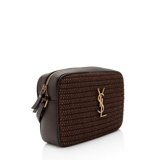 Saint Laurent Raffia Calfskin Monogram Lou Camera Bag PUUOKP