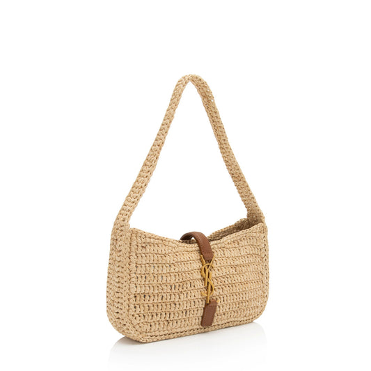 Saint Laurent Raffia Monogram Le 5 A 7 Mini Hobo jfWkf8