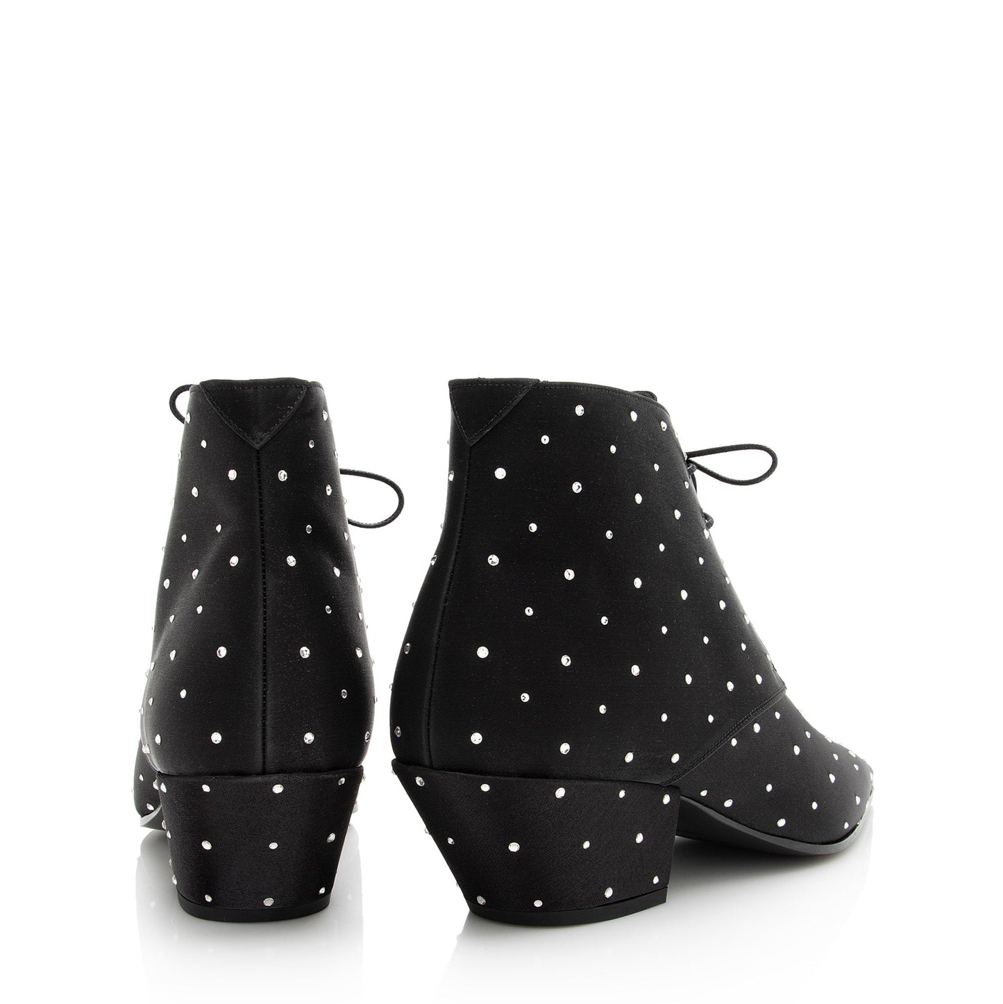 Saint Laurent Satin Crystal Lace Up Ankle Boots - Size 9.5 / 39.5 22503