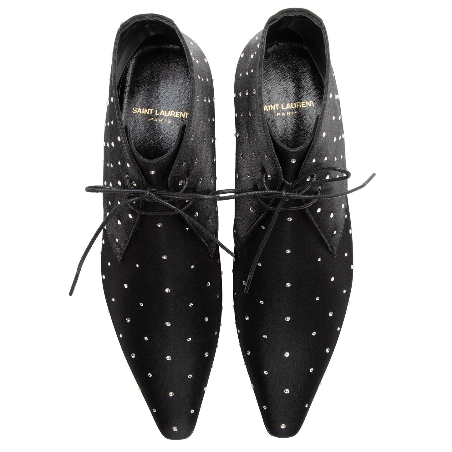 Saint Laurent Satin Crystal Lace Up Ankle Boots - Size 9.5 / 39.5 22503