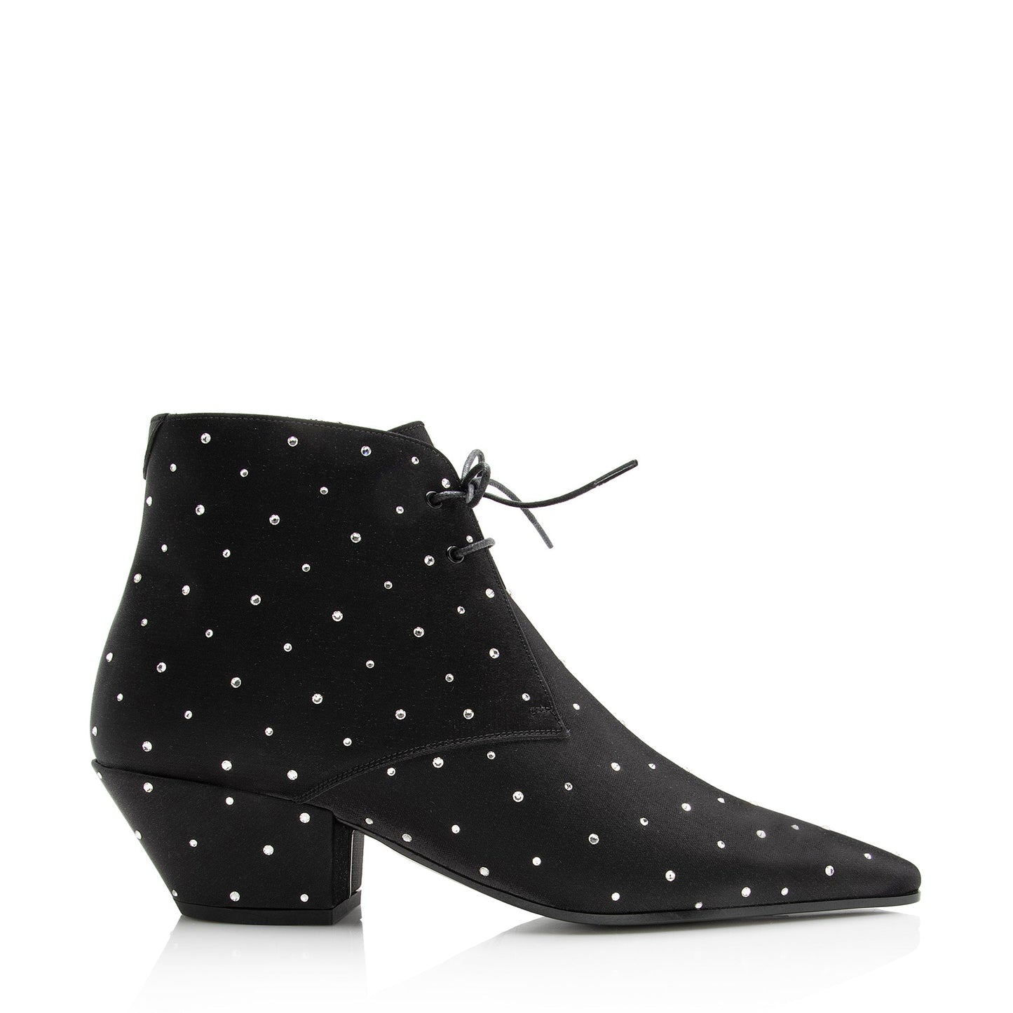 Saint Laurent Satin Crystal Lace Up Ankle Boots - Size 9.5 / 39.5 22503