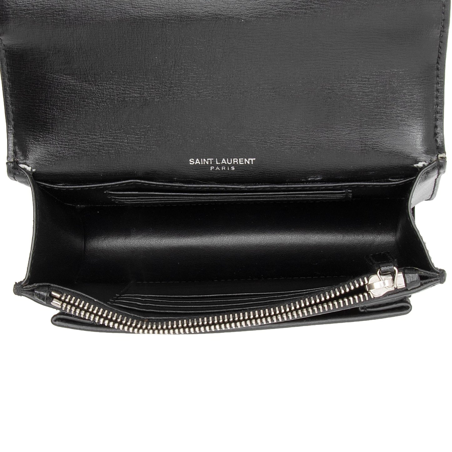 Saint Laurent Smooth Calfskin Monogram Sunset Mini Wallet on Chain Bag JIh0bZ