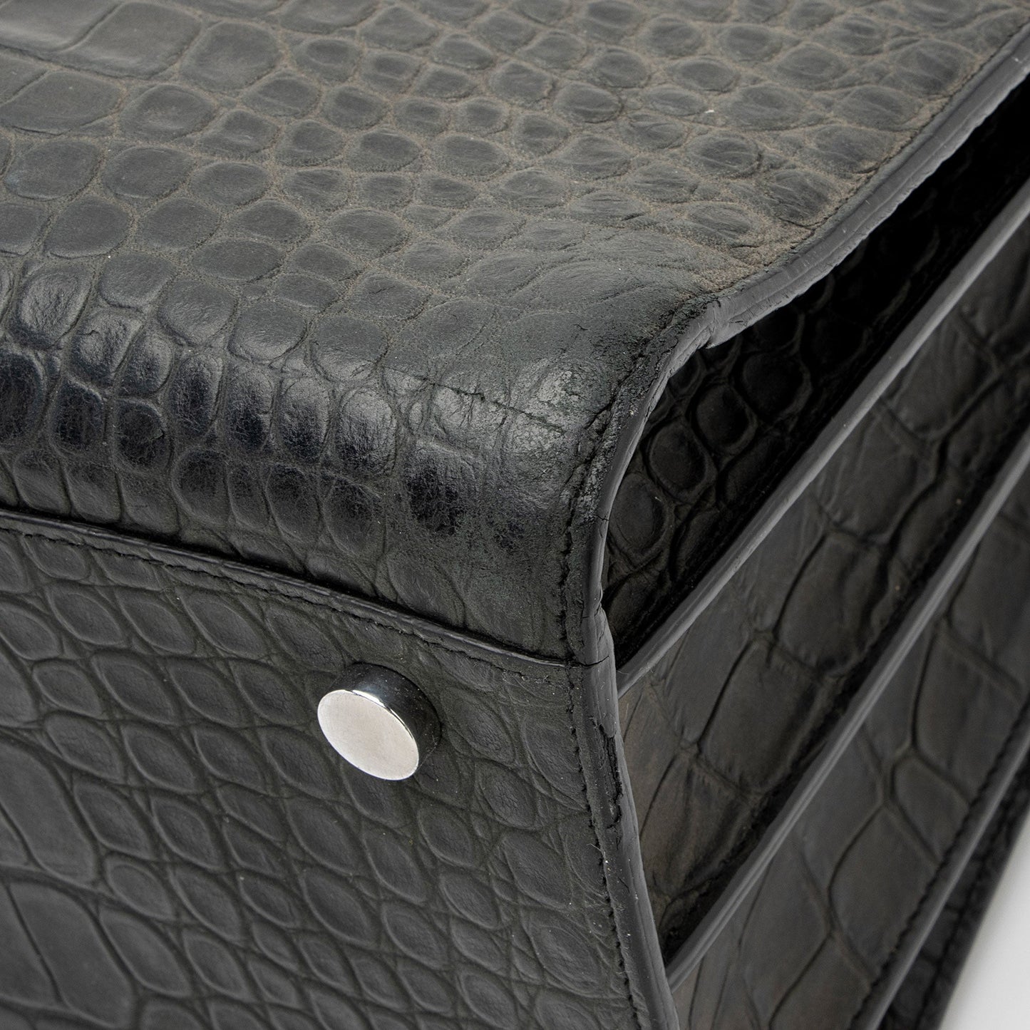 Saint Laurent Suede Croc Embossed Sac De Jour Small Tote KNTdV6