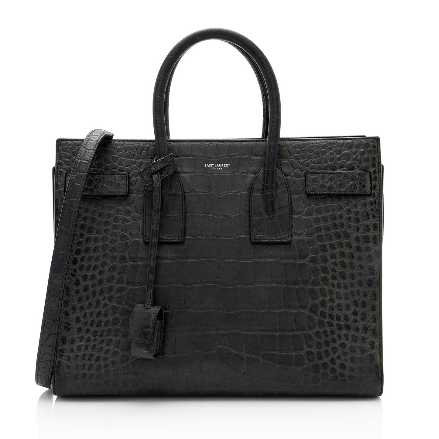 Saint Laurent Suede Croc Embossed Sac De Jour Small Tote KNTdV6