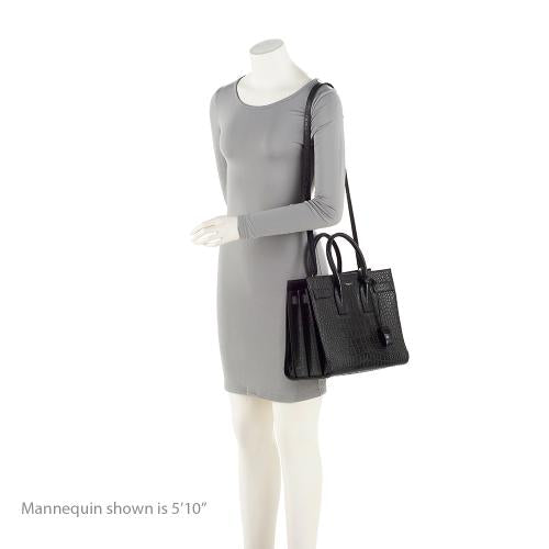 Saint Laurent Suede Croc Embossed Sac De Jour Small Tote KNTdV6