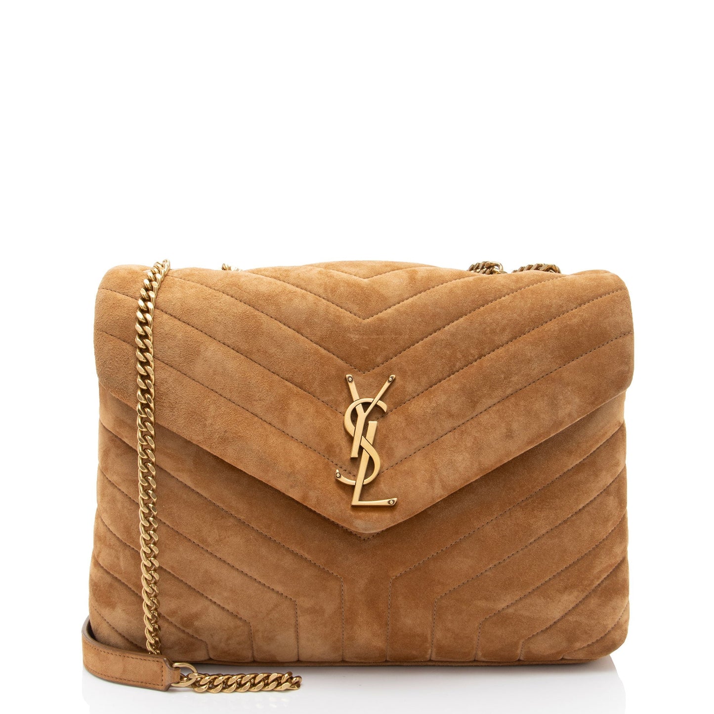 Saint Laurent Suede Monogram LouLou Chain Medium Shoulder Bag Fe7rx7