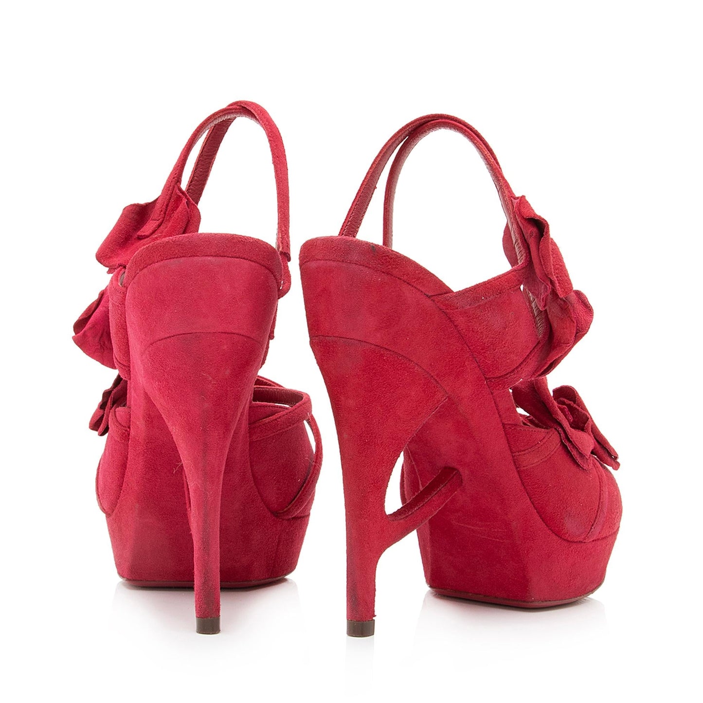 Saint Laurent Suede Rose Petal Platform Sandals - Size 7 / 37 23812