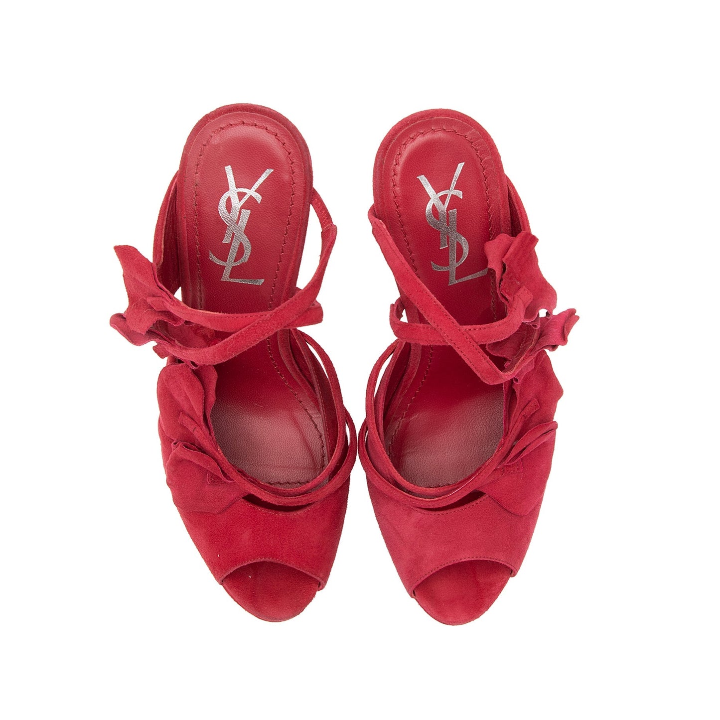 Saint Laurent Suede Rose Petal Platform Sandals - Size 7 / 37 23812