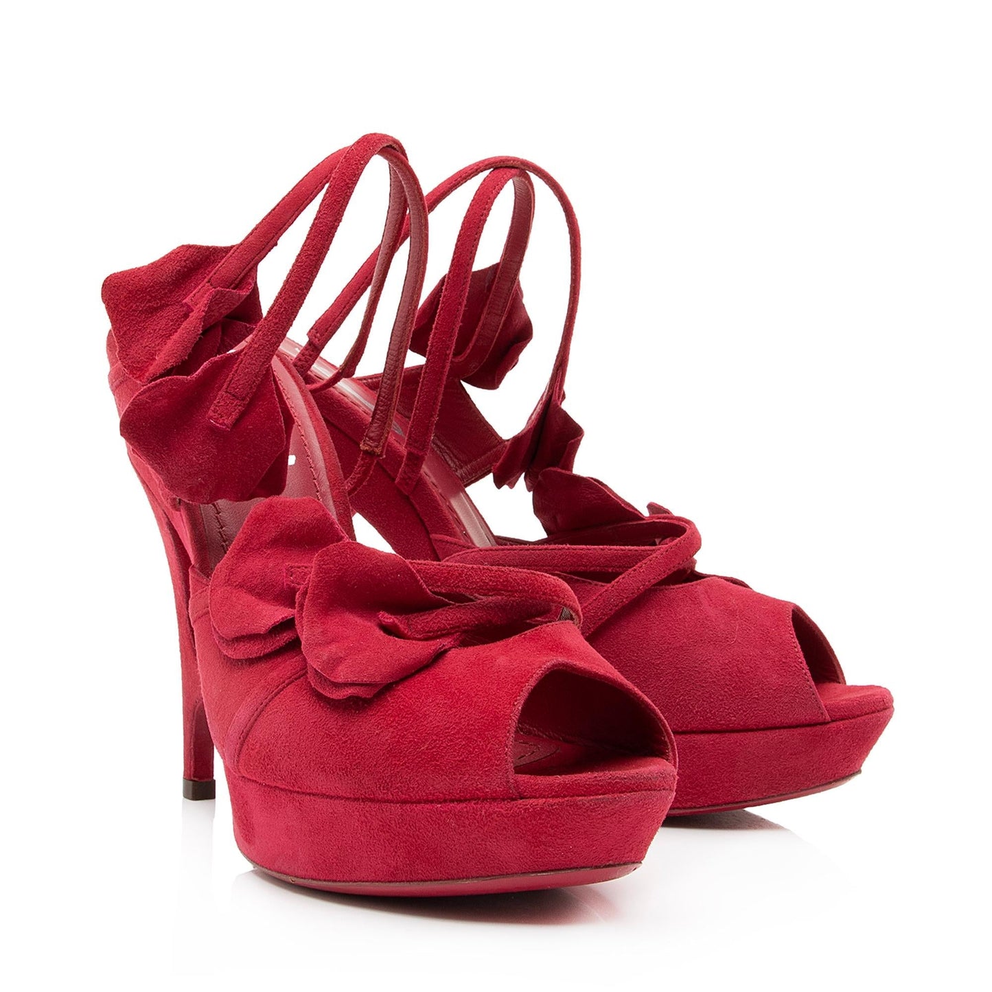 Saint Laurent Suede Rose Petal Platform Sandals - Size 7 / 37 23812