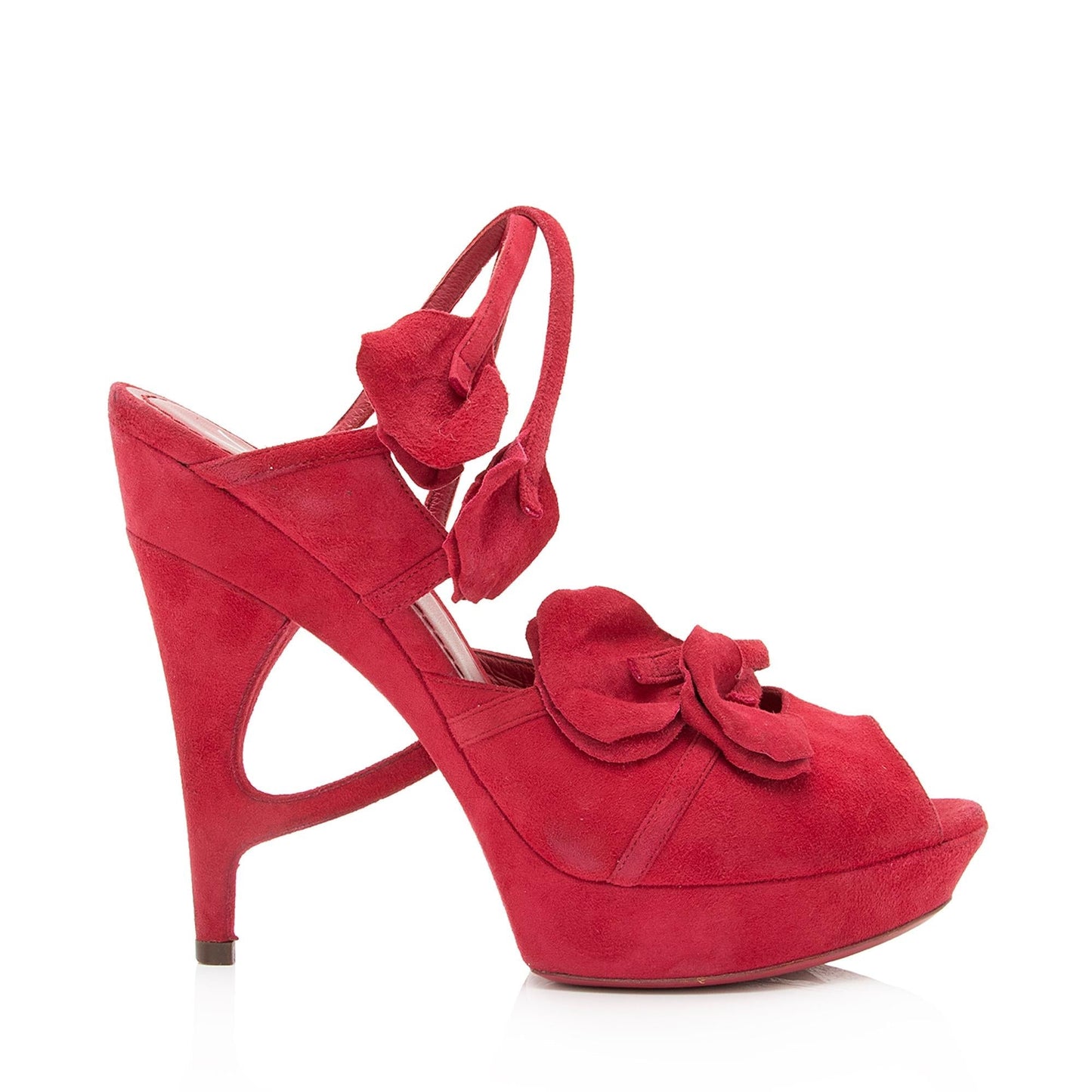 Saint Laurent Suede Rose Petal Platform Sandals - Size 7 / 37 23812