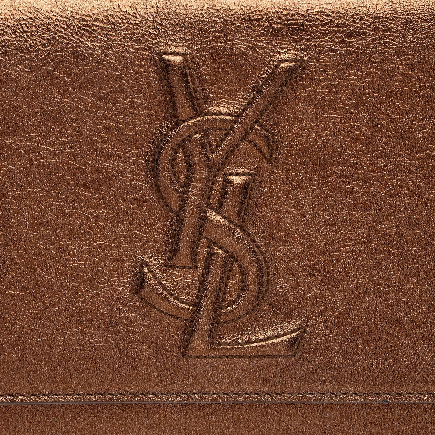 Saint Laurent Vintage Metallic Calfskin Monogram Belle de Jour Clutch VMKI8c