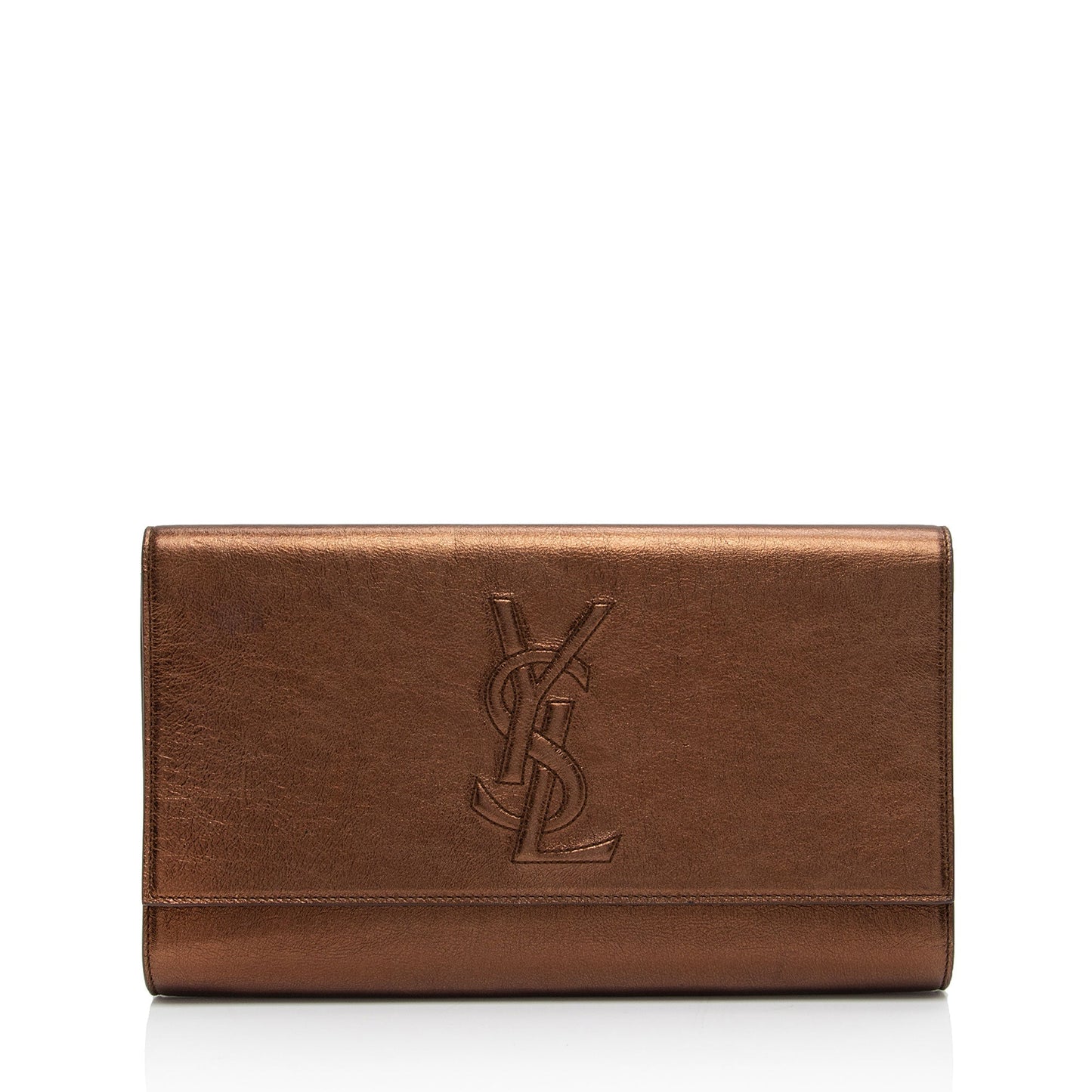 Saint Laurent Vintage Metallic Calfskin Monogram Belle de Jour Clutch VMKI8c
