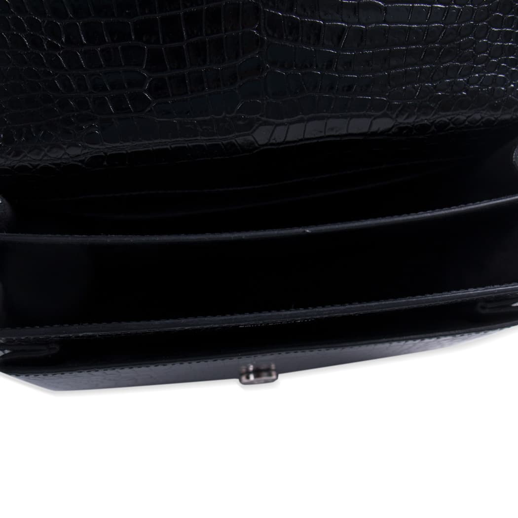 Saint Laurent Sunset Medium Crocodile Embossed Leather