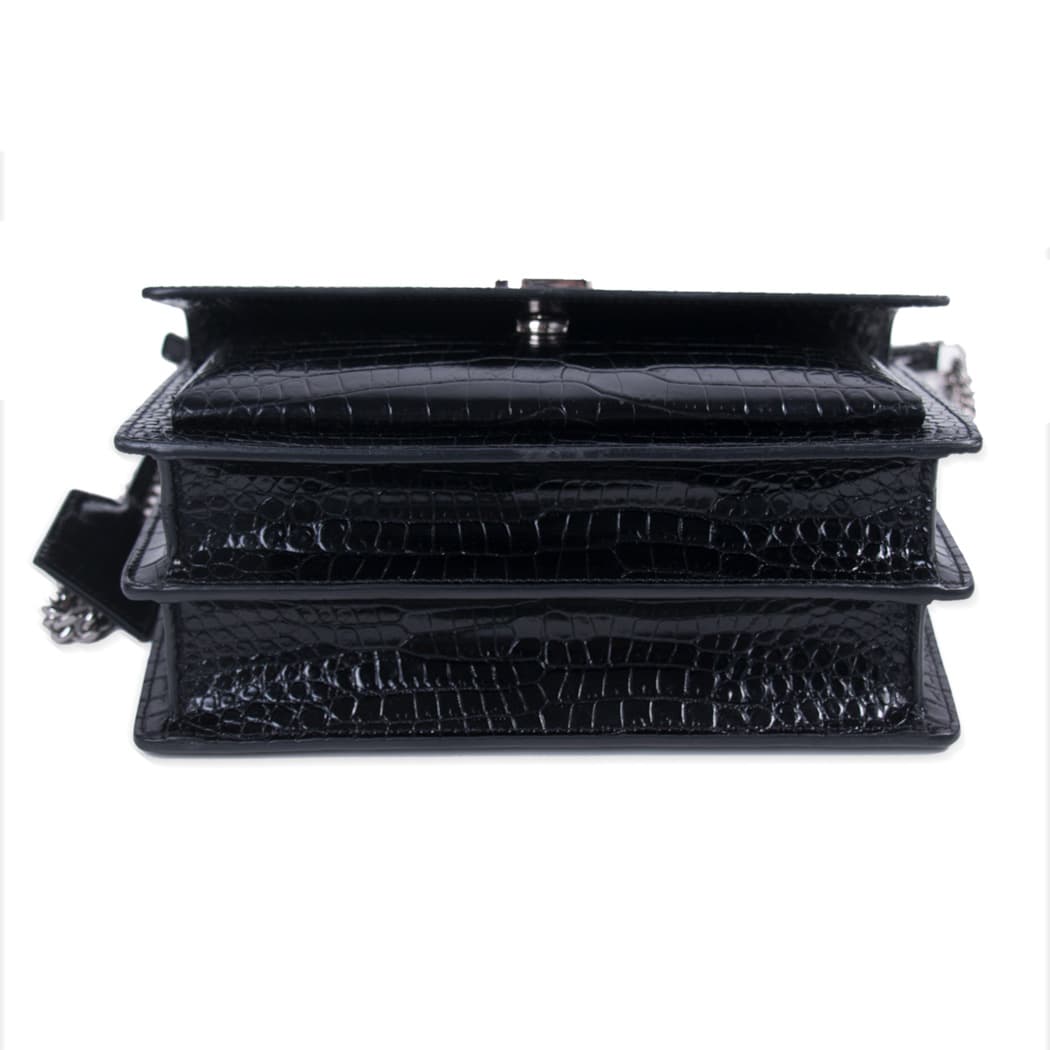 Saint Laurent Sunset Medium Crocodile Embossed Leather