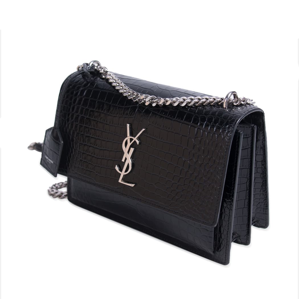 Saint Laurent Sunset Medium Crocodile Embossed Leather