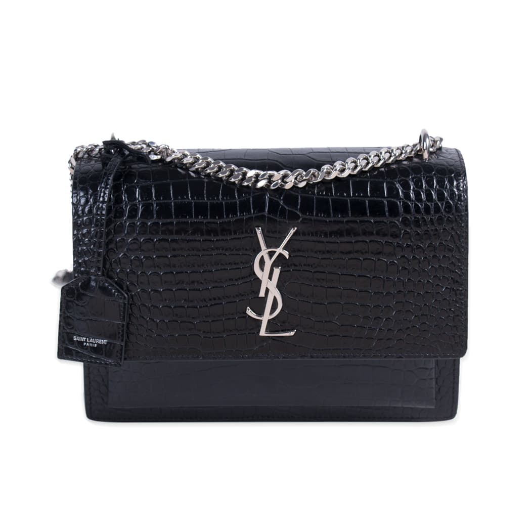 Saint Laurent Sunset Medium Crocodile Embossed Leather