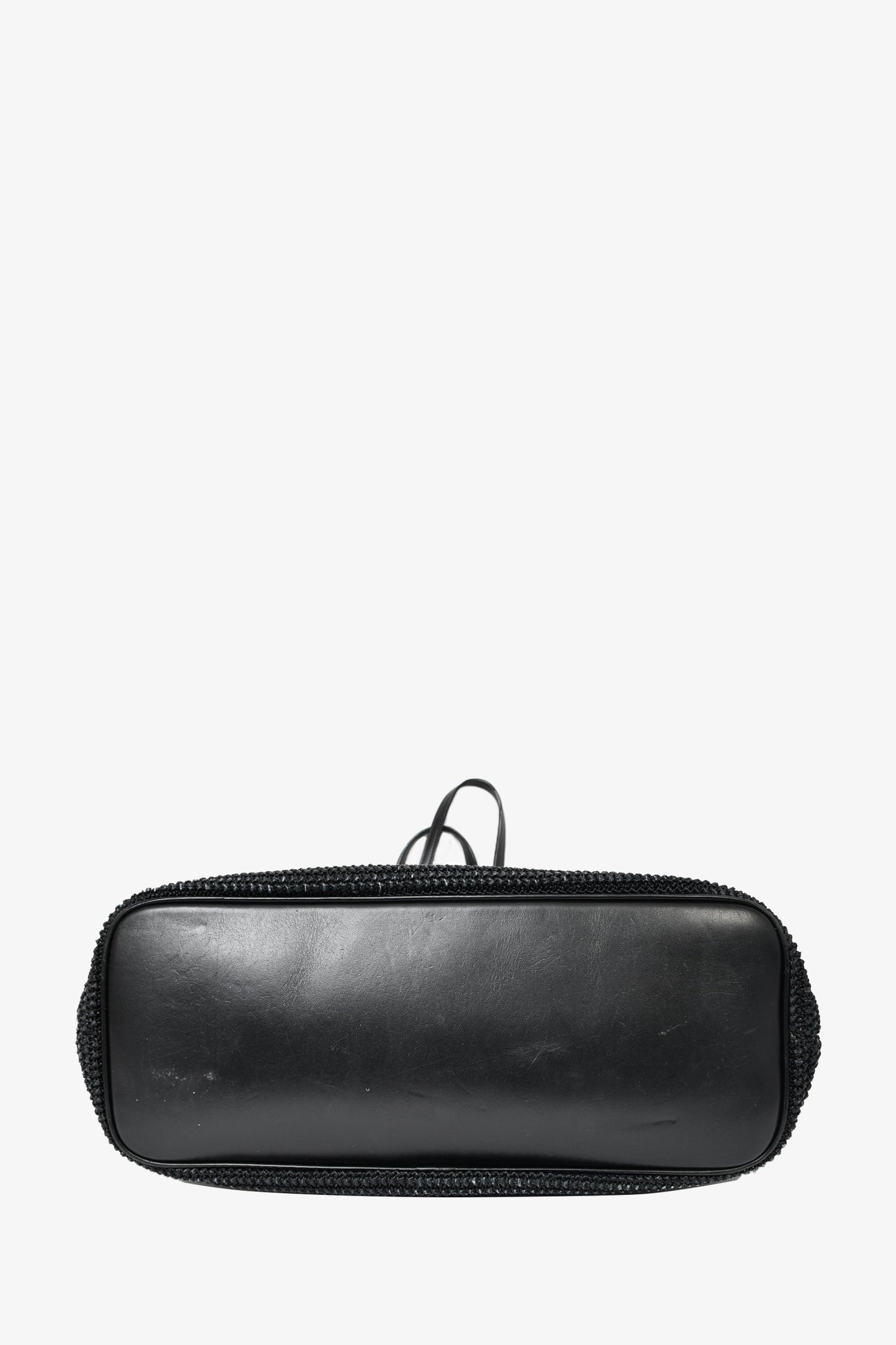 Saint Laurent Black Leather/Wicker Boucle Shopping Tote