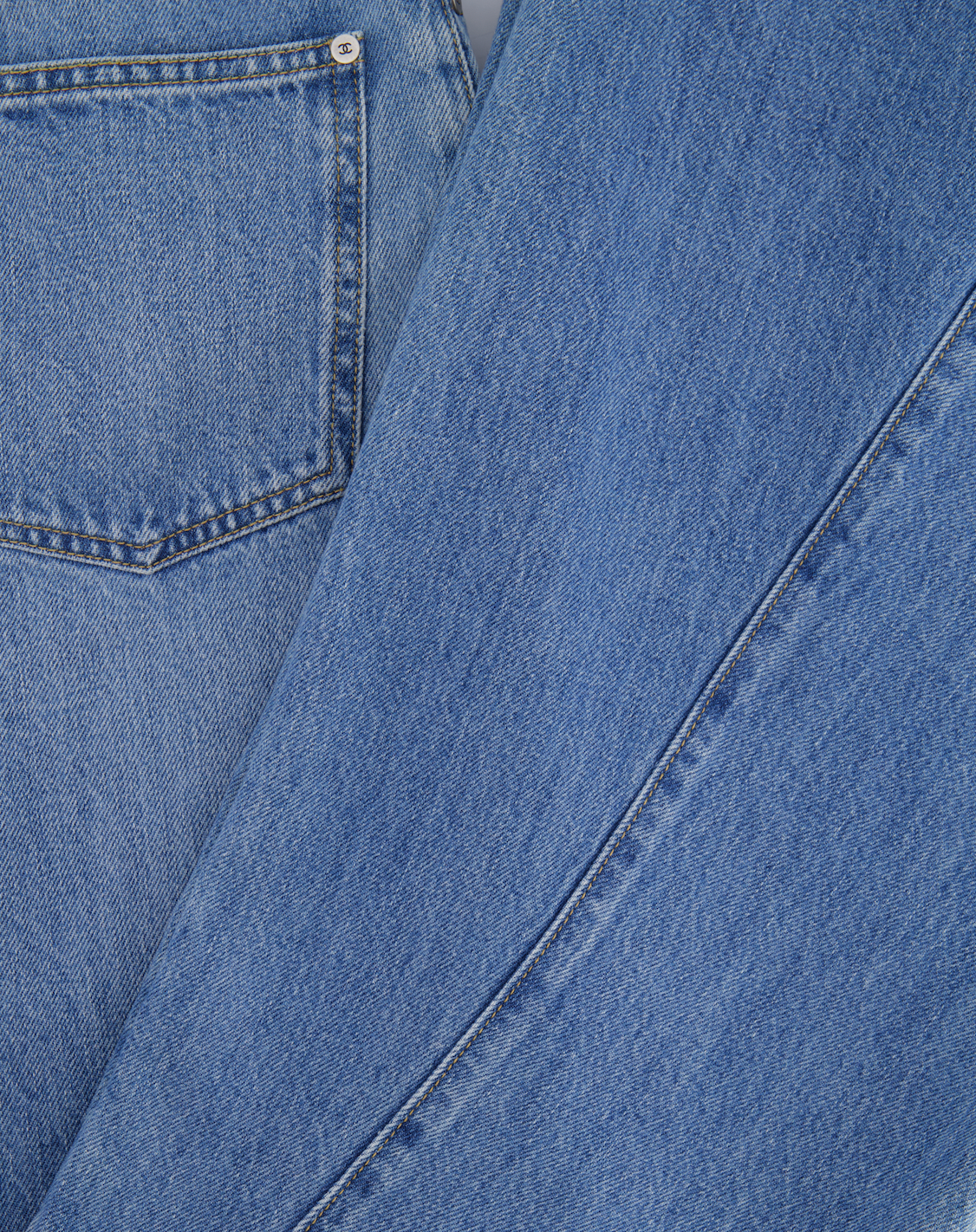 Chanel Blue Bootcut Jeans with Crystal CC Logo Detail Size FR 34 (UK 6)