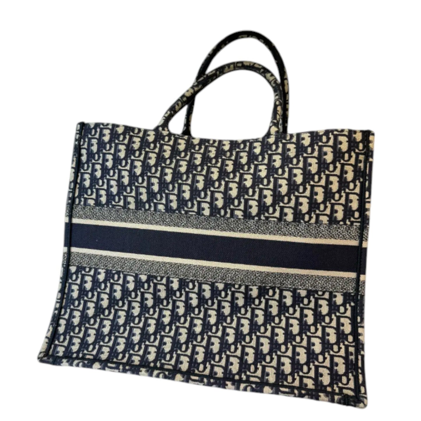 Book Tote Large Oblique Canvas Navy Multicolor