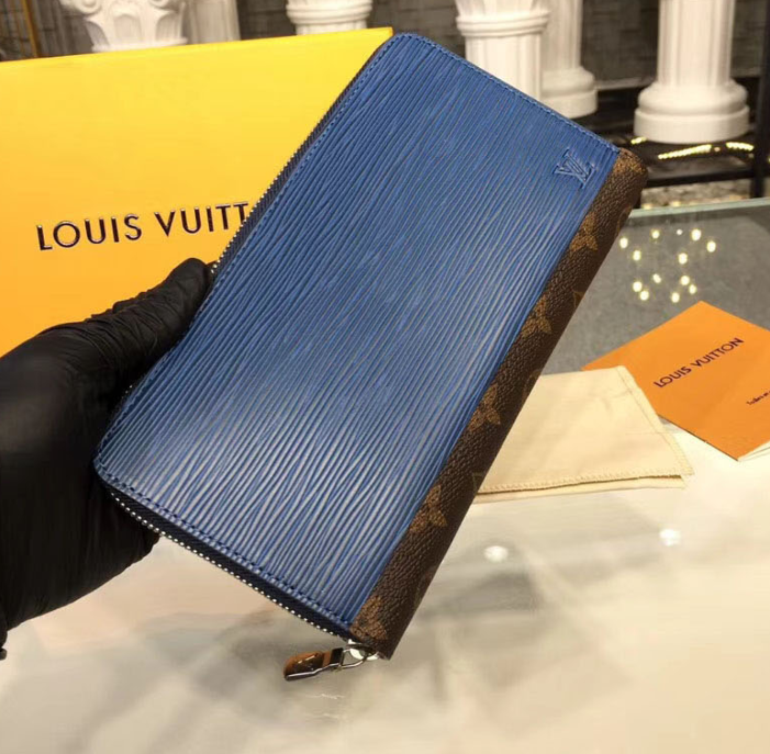 Louis Vuitton Zippy Organizer Epi Leather Blue and Gray