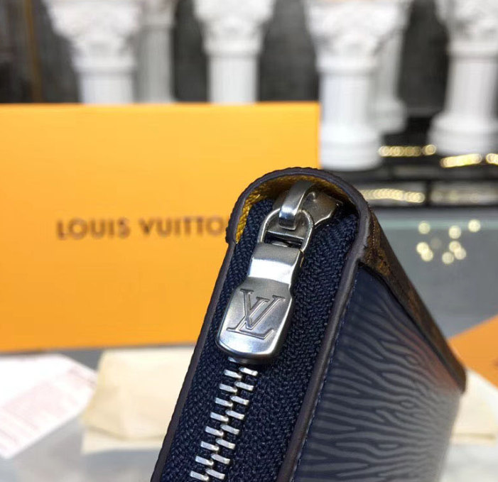Louis Vuitton Zippy Organizer Epi Leather Blue and Gray