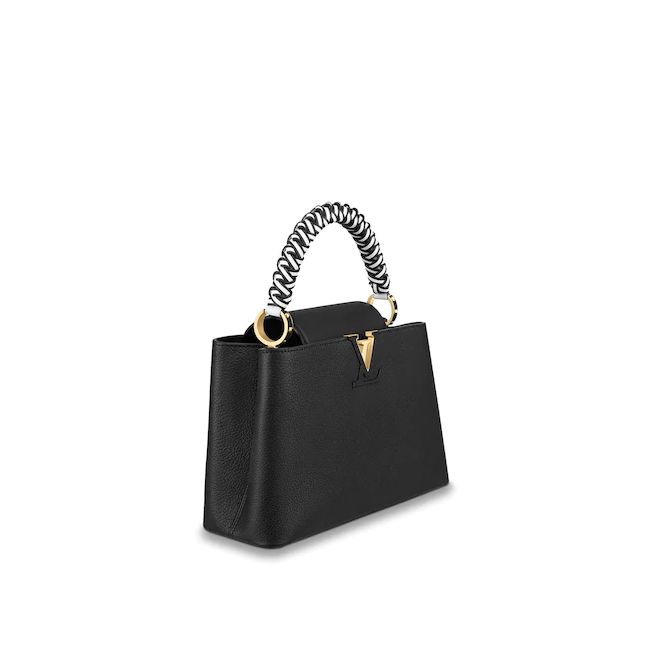 Louis Vuitton Capucine PM Handbag Taurillon Leather Noir/Blanc