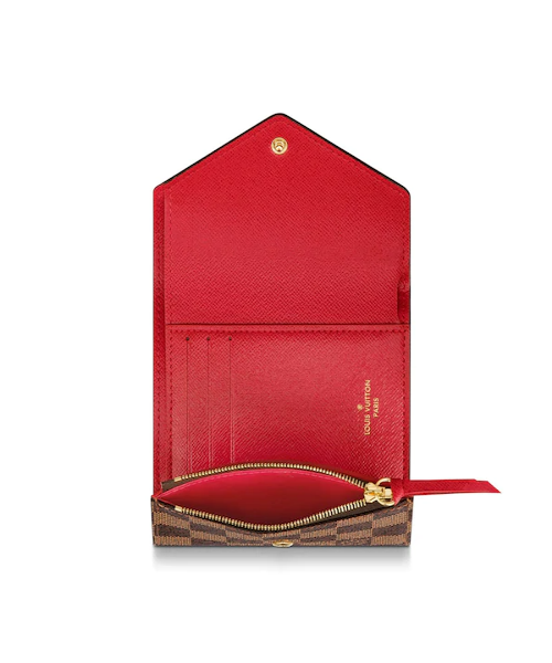 LV Victorine Wallet Damier Ebene Cerise Red