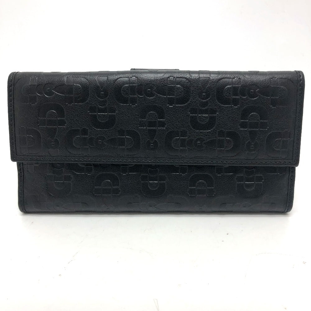 GUCCI Long Wallet Purse 143389 leather black Embossed all over pattern Women Used