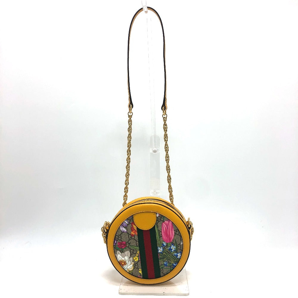 GUCCI Shoulder Bag 550618 GG Supreme Canvas yellow GG flora webbing Women Secondhand