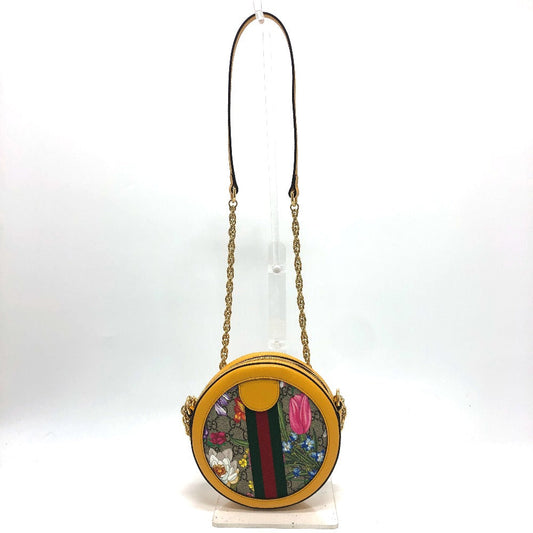GUCCI Shoulder Bag 550618 GG Supreme Canvas yellow GG flora webbing Women Secondhand