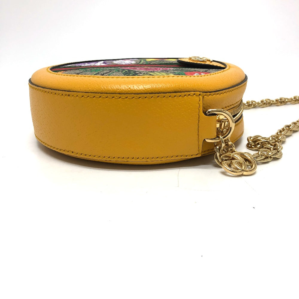 GUCCI Shoulder Bag 550618 GG Supreme Canvas yellow GG flora webbing Women Secondhand