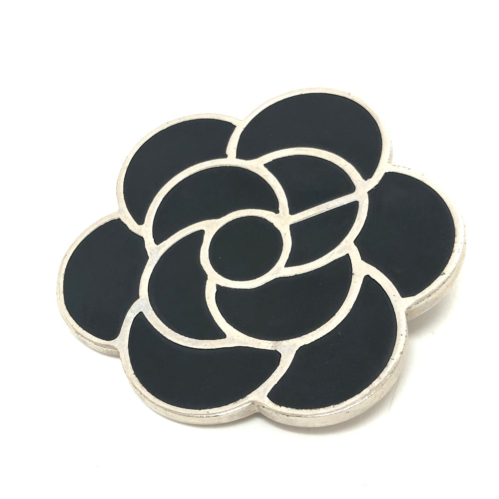 CHANEL Brooch 98Ｐ metal Black x Silver Metal Camelia