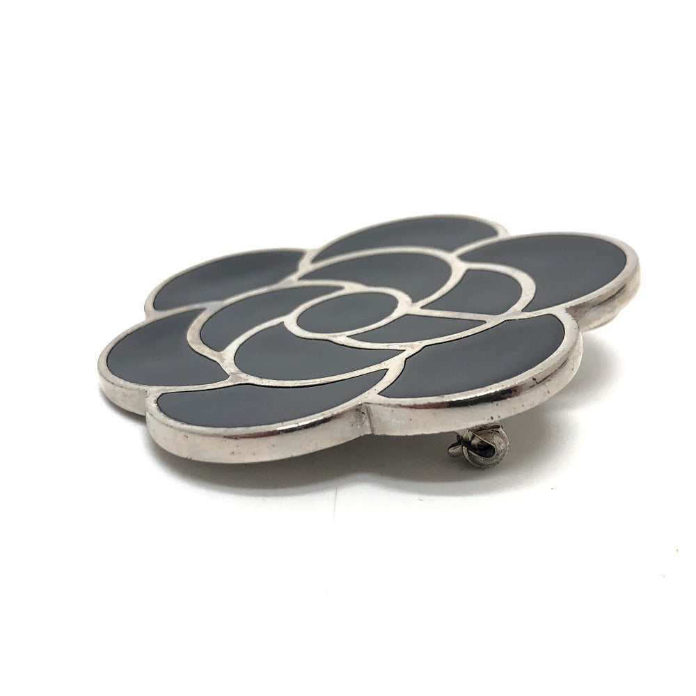 CHANEL Brooch 98Ｐ metal Black x Silver Metal Camelia