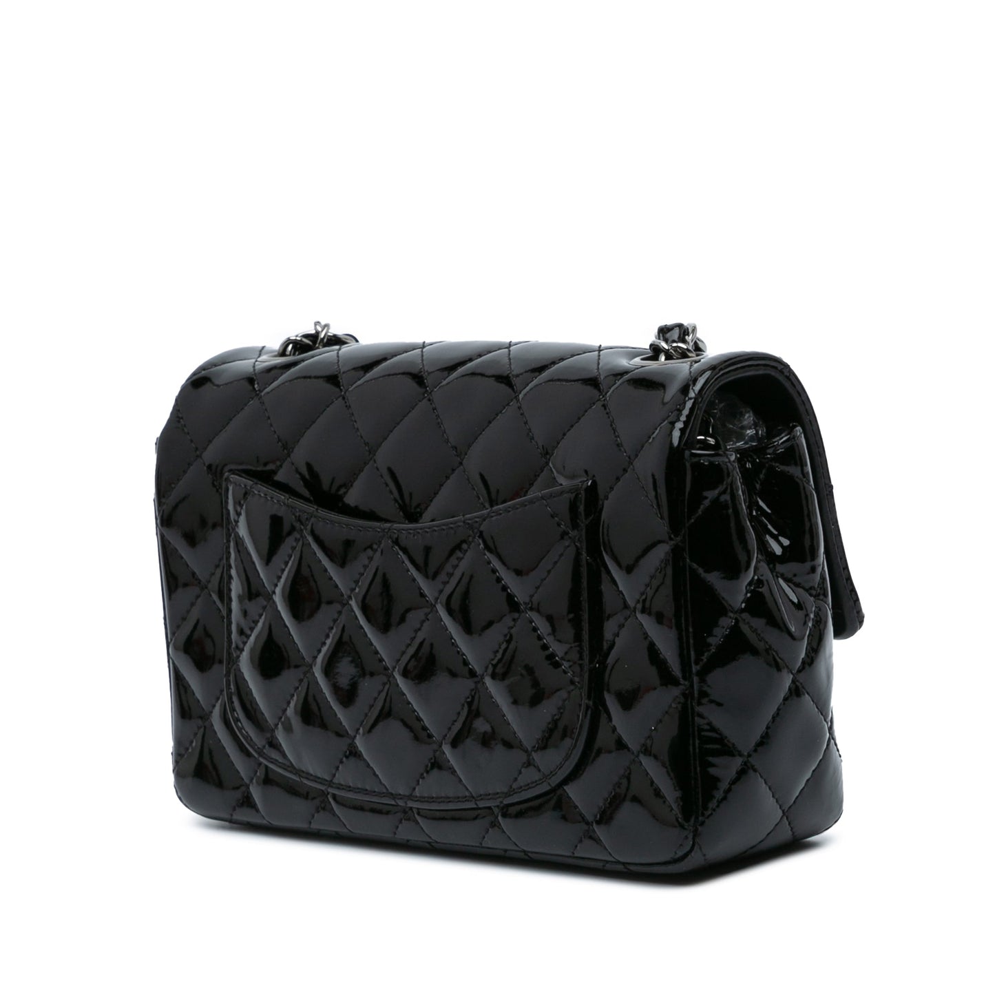Black Chanel Mini Rectangular Classic Patent Single Flap Crossbody Bag