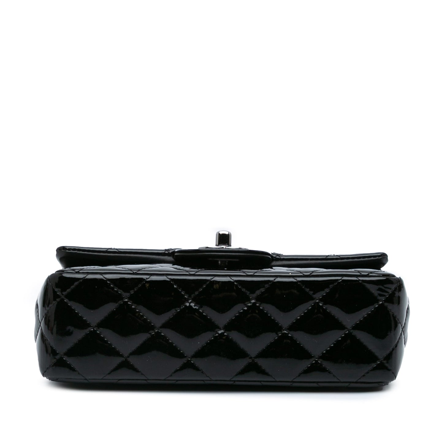 Black Chanel Mini Rectangular Classic Patent Single Flap Crossbody Bag
