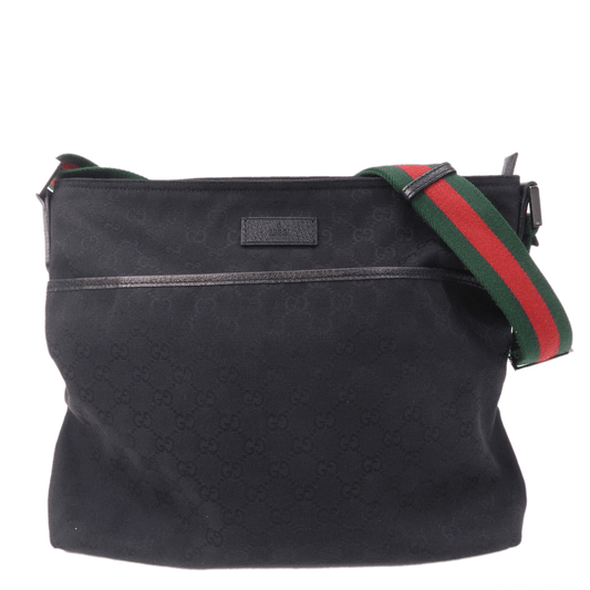 GUCCI Sherry GG Canvas Leather Shoulder Bag Black 189751