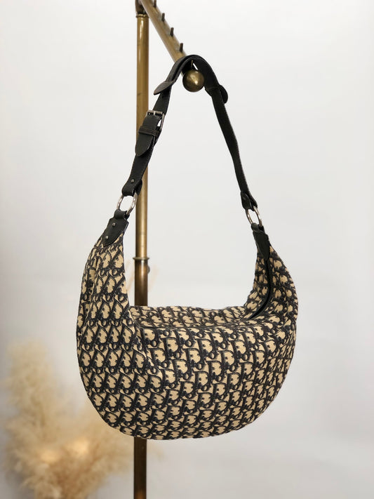 Christian Dior Trotter Shoulder bag Hobobag Navy Vintage emrsvh