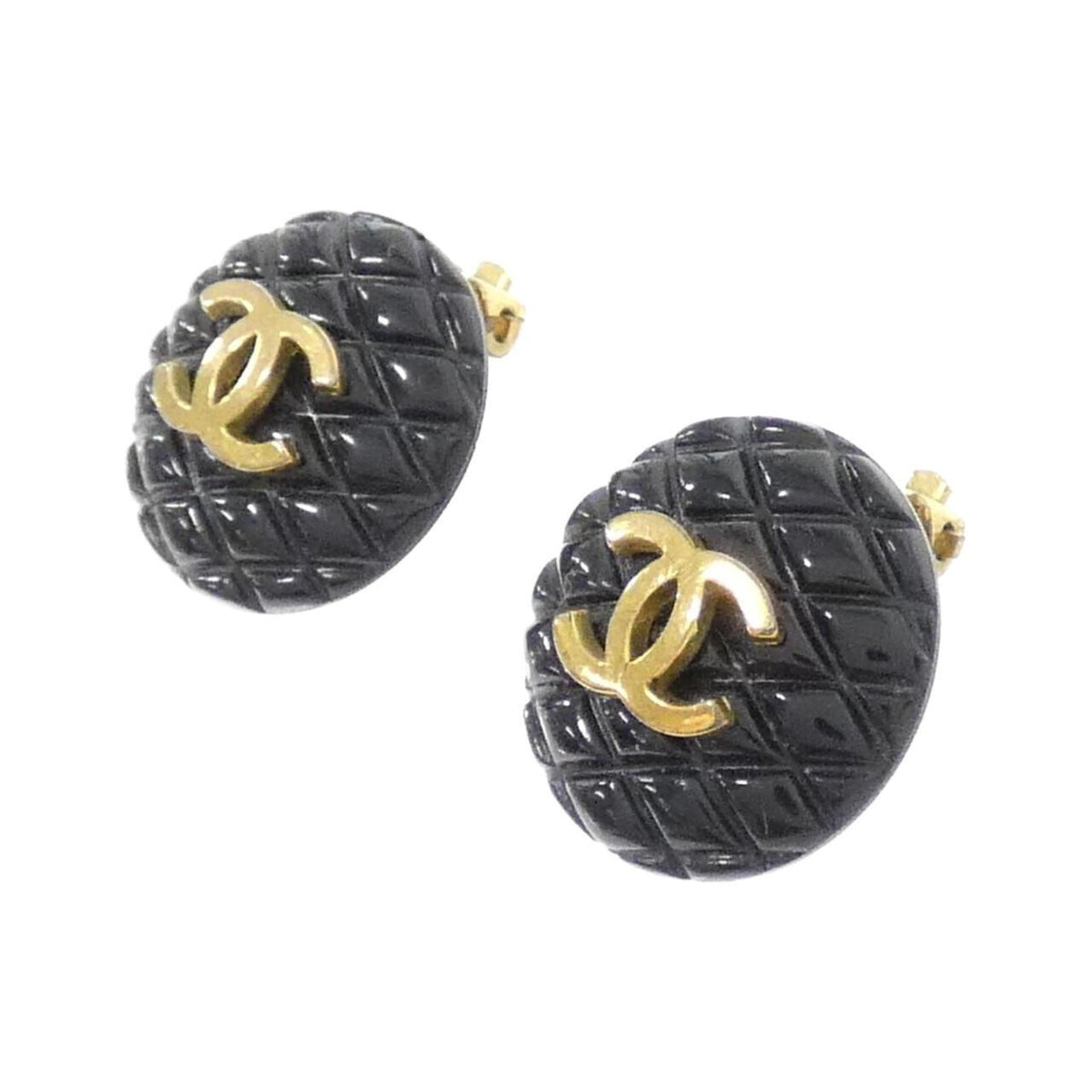 Quilted Chanel Logo Earrings