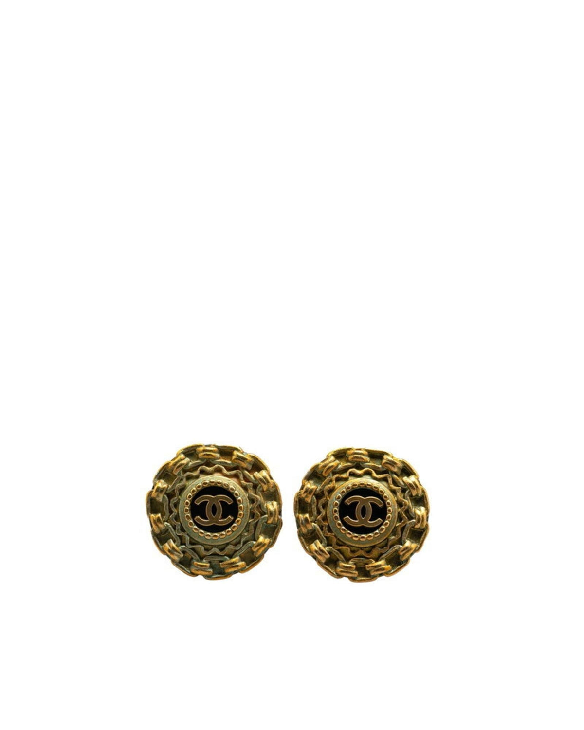 Chanel Round Enamel Earrings