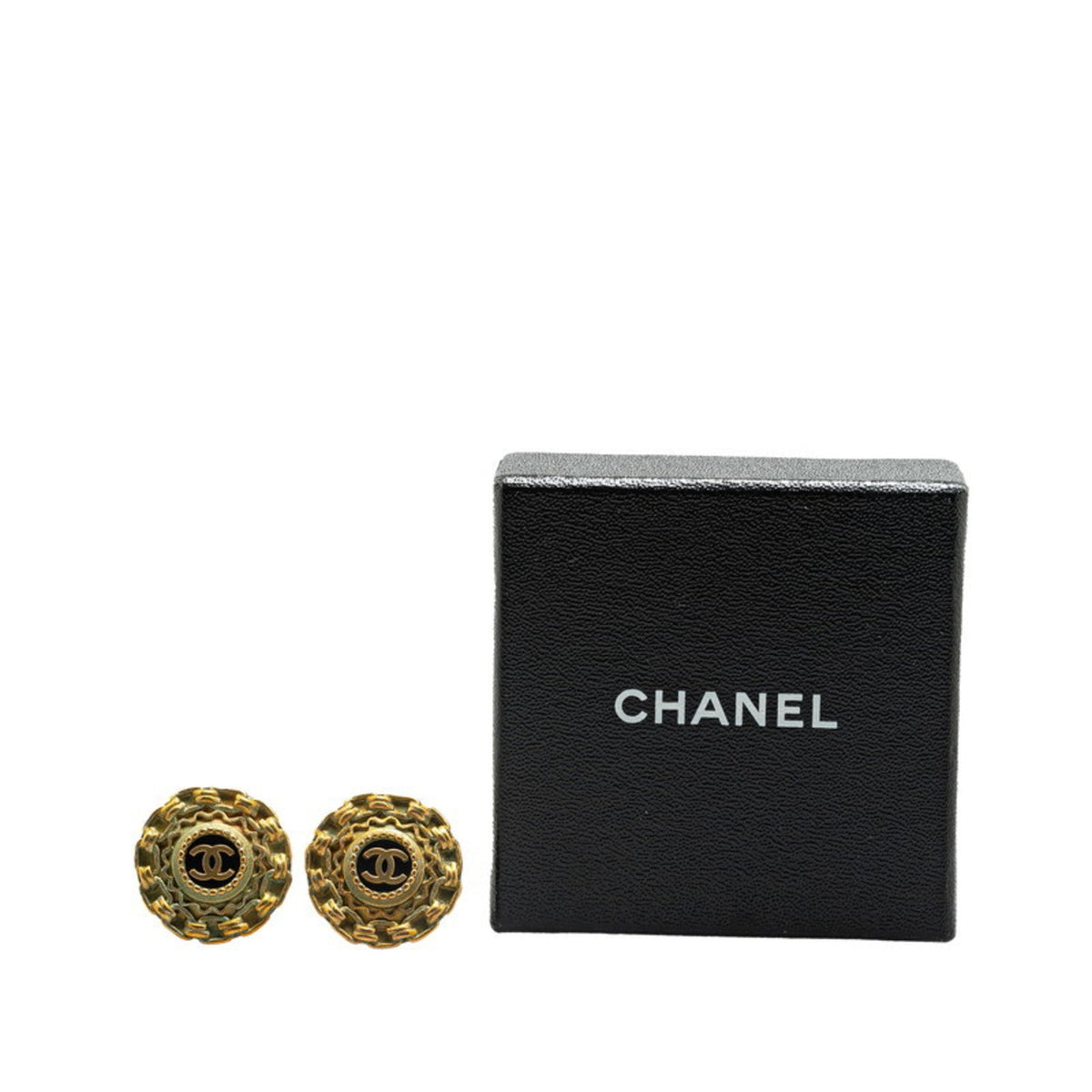 Chanel Round Enamel Earrings