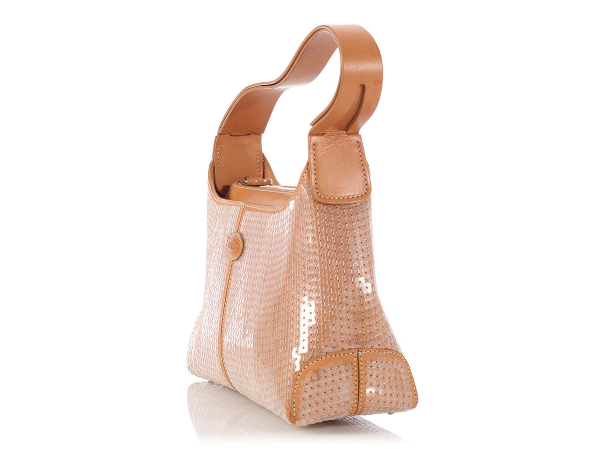 Tod's Small Tan Sequined Shoulder Bag