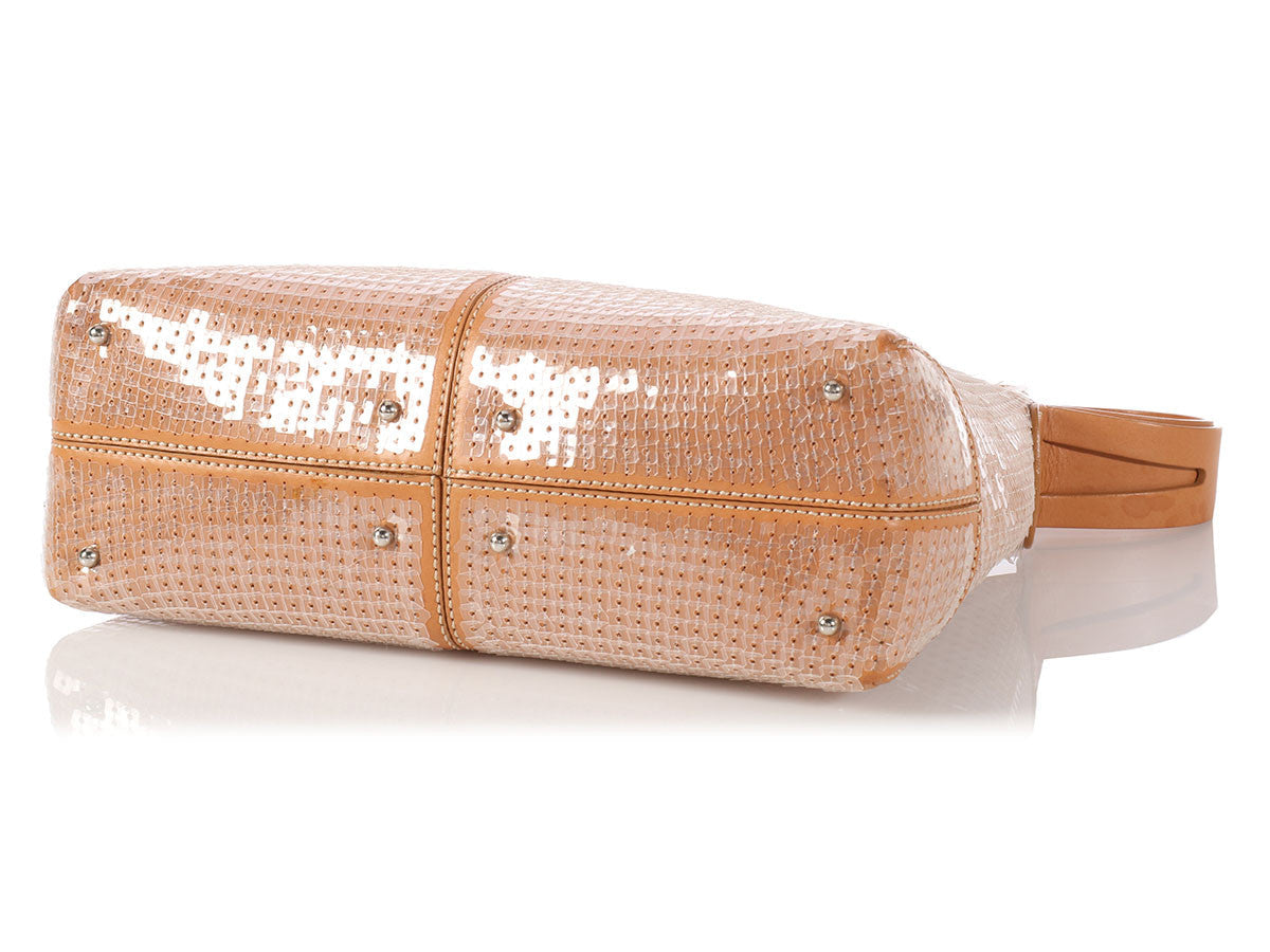 Tod's Small Tan Sequined Shoulder Bag