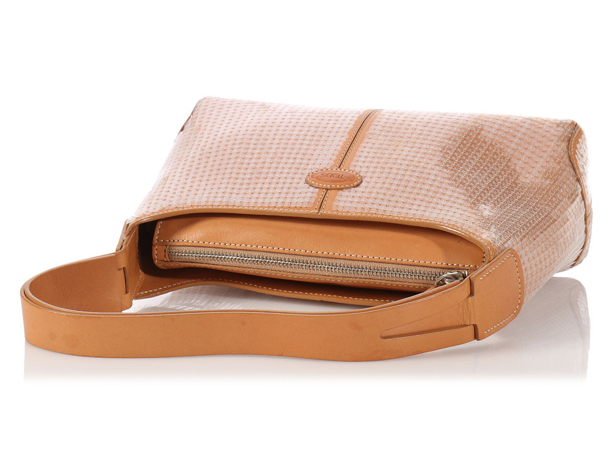 Tod's Small Tan Sequined Shoulder Bag