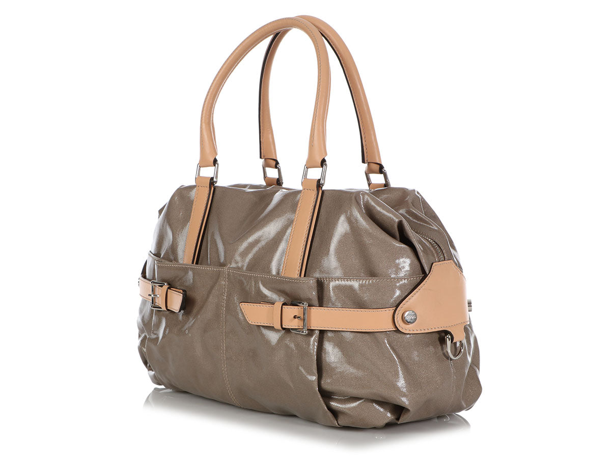 Tod’s Gray Coated Canvas G-Line Sacca Satchel
