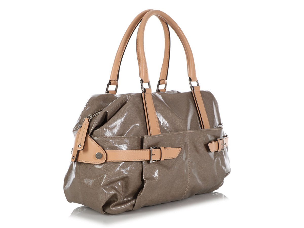 Tod’s Gray Coated Canvas G-Line Sacca Satchel